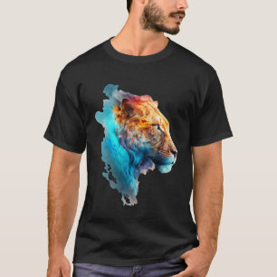 Beautiful colourful lion in blue smoke T-Shirt