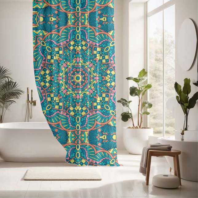 Beautiful colourful mandala seamless pattern  shower curtain (Creator Uploaded)
