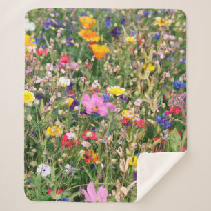 beautiful colourful meadow of wild flowers sherpa blanket