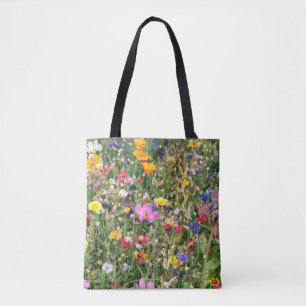 beautiful colourful meadow of wild flowers tote bag