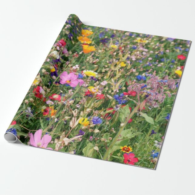 beautiful colourful meadow of wild flowers wrapping paper (Unrolled)