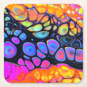 Beautiful & Colourful Molten Liquid Square Paper Coaster