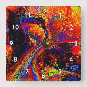 Beautiful & Colourful Molten Liquid Square Wall Clock