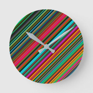 Beautiful Colourful Multicolored Stripe Pattern Round Clock