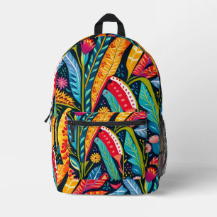 Beautiful, Colourful Otomi  Floral Art pattern. Printed Backpack