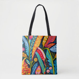 Beautiful, Colourful Otomi Floral Art pattern. Tote Bag