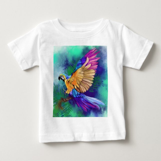Beautiful Colourful Parrot Baby T-Shirt Painting (Front)