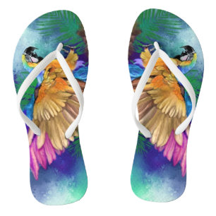 Beautiful Colourful Parrot Flip Flops