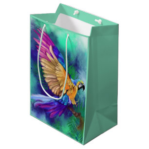 Beautiful Colourful Parrot - Migned Watercolor Art Medium Gift Bag