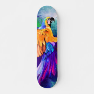 Beautiful Colourful Parrot - Migned Watercolor Skateboard