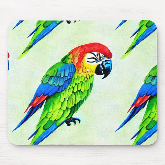 Beautiful Colourful Parrot Pattern  Mouse Pad (Front)