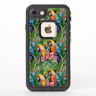 Beautiful Colourful Parrots and Tropical Flowers