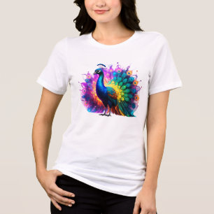 Beautiful Colourful Peacock Art Tri-Blend Shirt