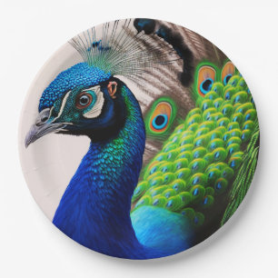 Beautiful Colourful Peacock Peafowl Bird Wildlife Paper Plate