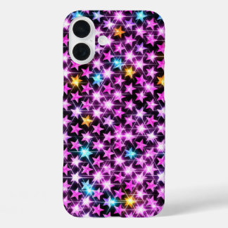 beautiful colourful purple shiny stars iPhone 16 plus case
