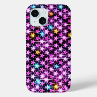 beautiful colourful purple shiny stars iPhone 15 case