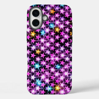 beautiful colourful purple shiny stars iPhone 16 plus case