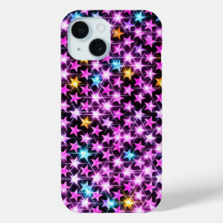 beautiful colourful purple shiny stars iPhone 15 case