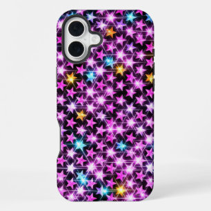 beautiful colourful purple shiny stars iPhone 16 plus case