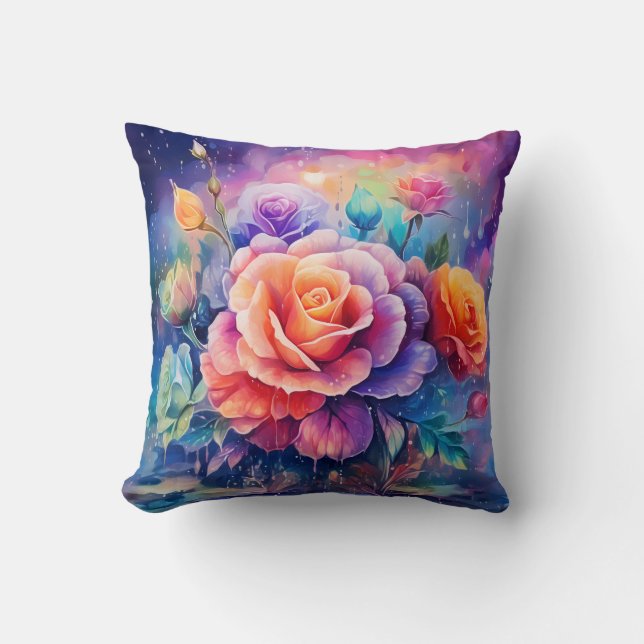 Beautiful Colourful Roses Cushion (Front)