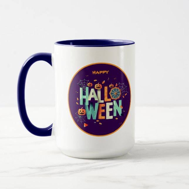 Beautiful Colourful Scary Halloween Patterns Mug (Left)