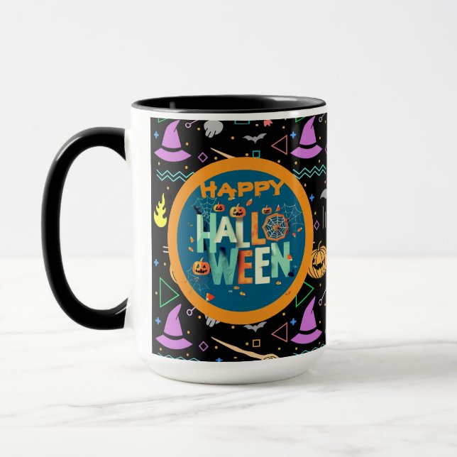 Beautiful Colourful Scary Halloween Patterns Mug (Left)