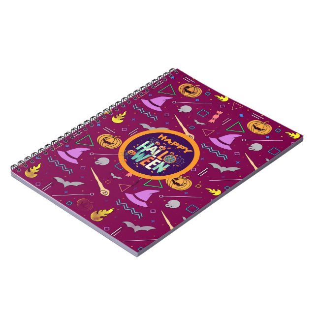 Beautiful Colourful Scary Halloween Patterns Notebook (Left Side)