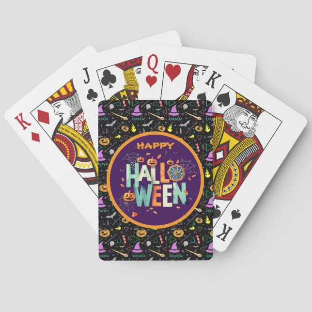 Beautiful Colourful Scary Halloween Patterns Playing Cards (Back)