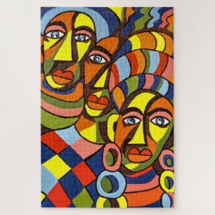 Beautiful colourful seated African tribal woman, Jigsaw Puzzle