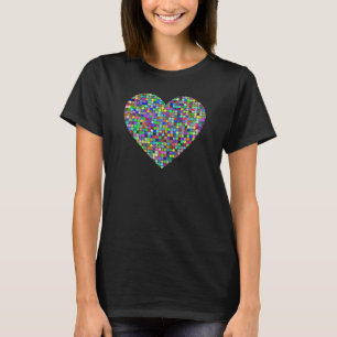 Beautiful Colourful Squares Heart - Spread Love T-Shirt