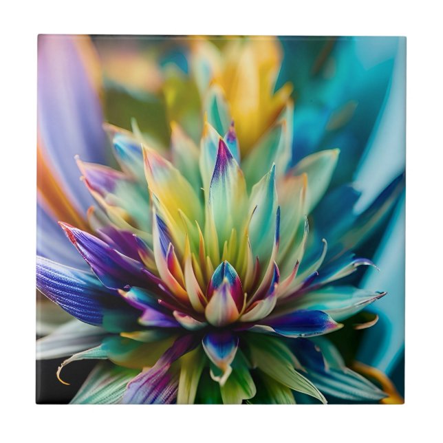 Beautiful Colourful Succulent Ceramic Tile (Front)