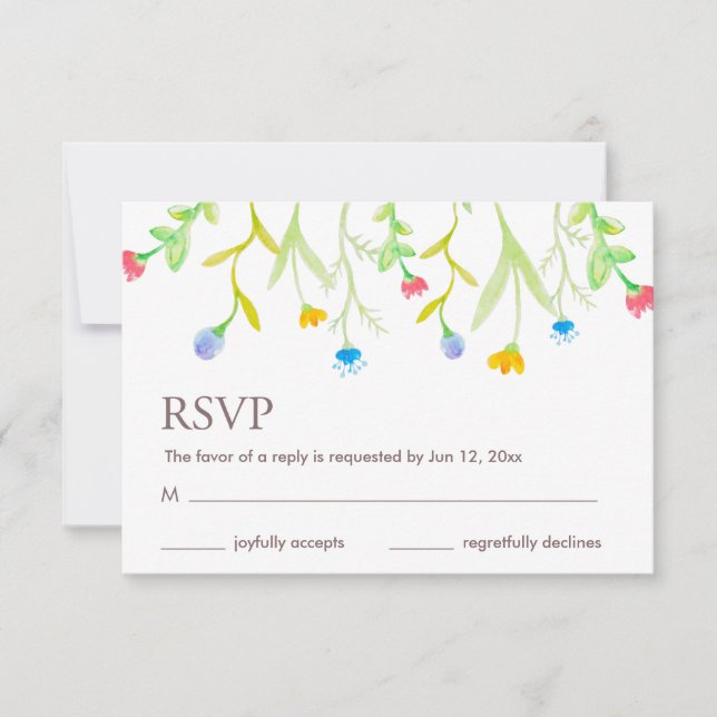Beautiful Colourful Summer Flowers RSVP Card (Front)