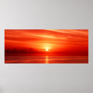 Beautiful colourful sunrise at the sea with dramat poster