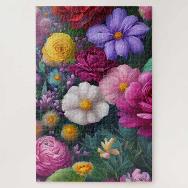 Beautiful colourful vibrant Mixed Flowers fun Jigsaw Puzzle (Vertical)