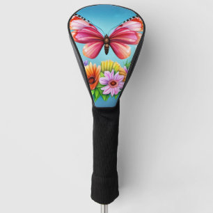 Beautiful Colourful Watercolor Butterfly and Flowe Golf Head Cover