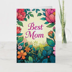 Beautiful Colourful Watercolor Floral Flowers  Foil Greeting Card