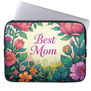 Beautiful Colourful Watercolor Floral Flowers Laptop Sleeve