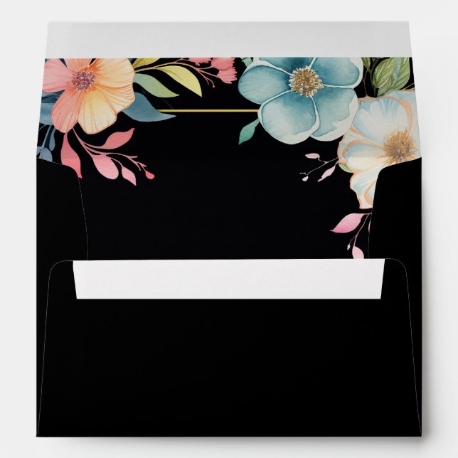 Beautiful Colourful Watercolor Floral Wedding Envelope (Back (Bottom))