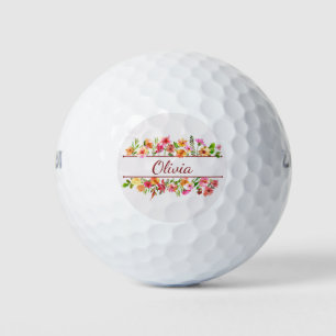 Beautiful colourful watercolor flowers  golf balls