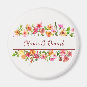 Beautiful colourful watercolor flowers magnet
