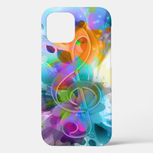 Beautiful Colourful Watercolor Splatter Music note iPhone 12 Case