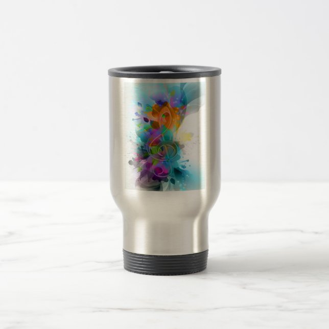 Beautiful Colourful Watercolor Splatter Music note Travel Mug (Center)