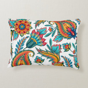 Beautiful Colourful Watercolors Paisley Pattern Decorative Cushion