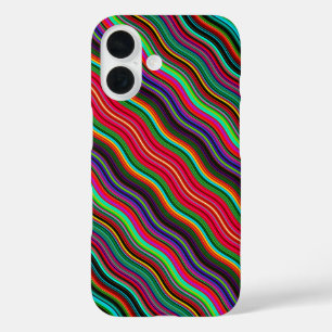 Beautiful Colourful Wavy Stripe Pattern iPhone 16 Case