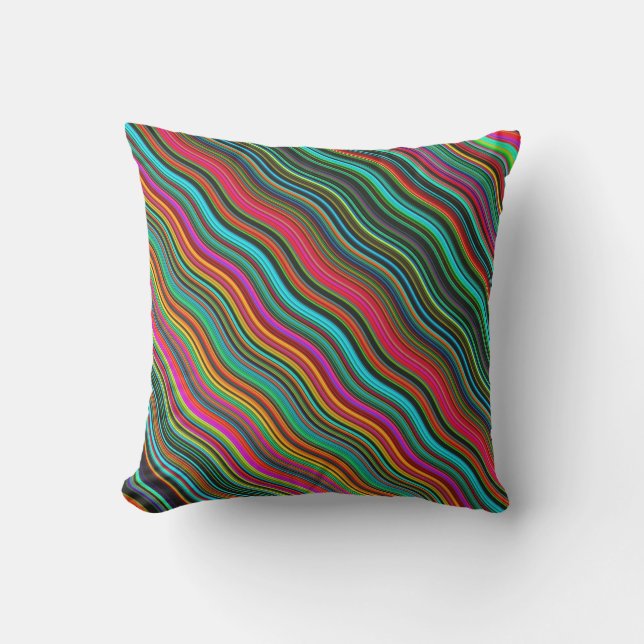 Beautiful Colourful Wavy Stripe Pattern Cushion (Front)