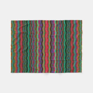 Beautiful Colourful Wavy Stripe Pattern Fleece Blanket