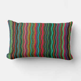Beautiful Colourful Wavy Stripe Pattern Lumbar Cushion