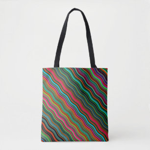 Beautiful Colourful Wavy Stripe Pattern Tote Bag