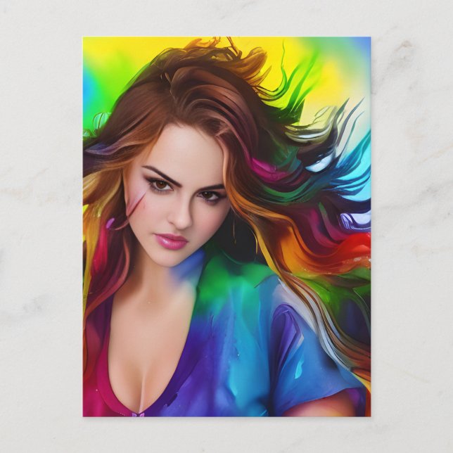 Beautiful Colourful Woman Postcard (Front)