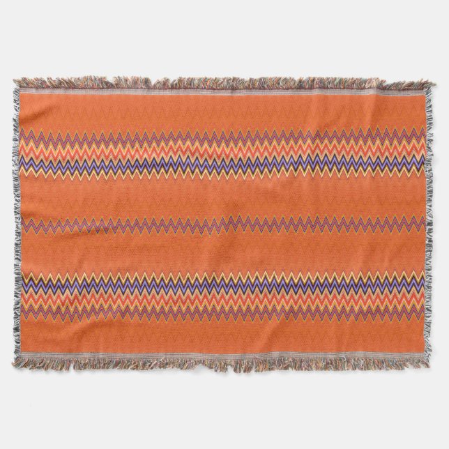 Beautiful Colourful Zigzag Pattern Throw Blanket (Front)